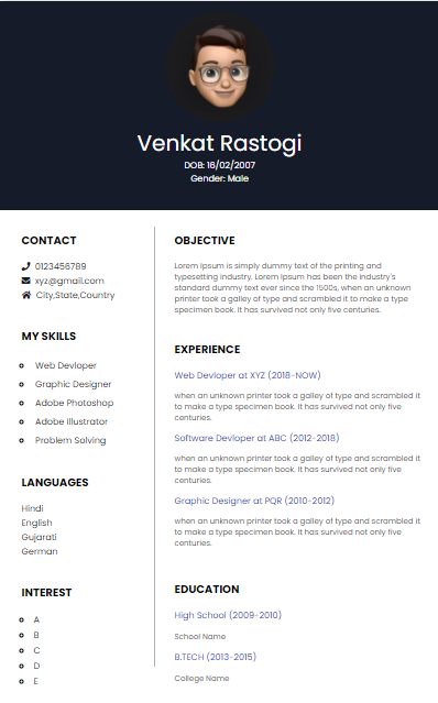 Resume Template 3 - Creative Style